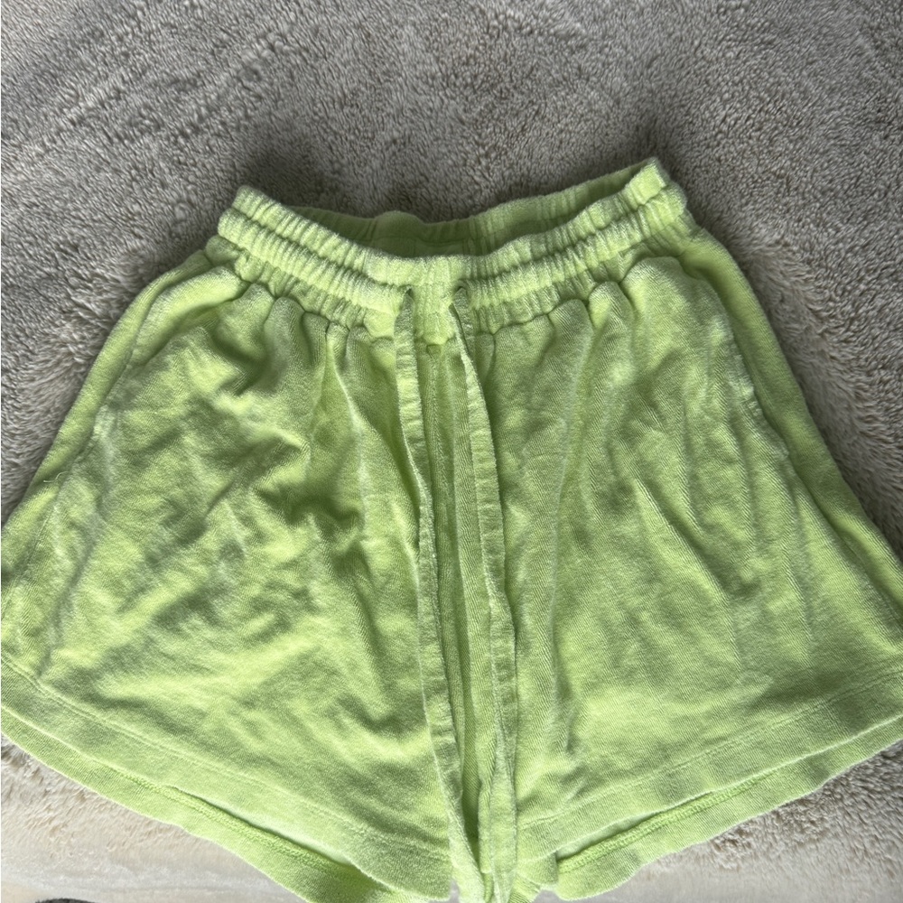 Women's Lime Green Terry Shorts